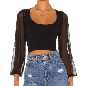 Free People XS/S black top, mesh sleeves